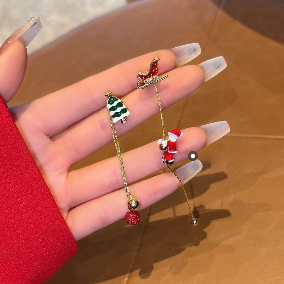 Wholesale Christmas Santa Claus Tassel Earrings Metal Earrings